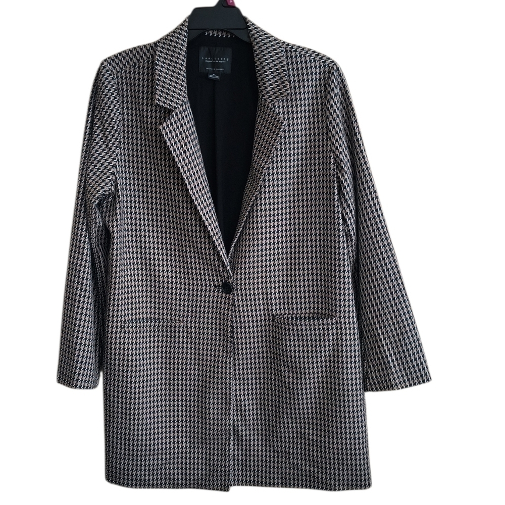 Sanctuary Carly Houndstooth Coat in Black and Tan Size XL